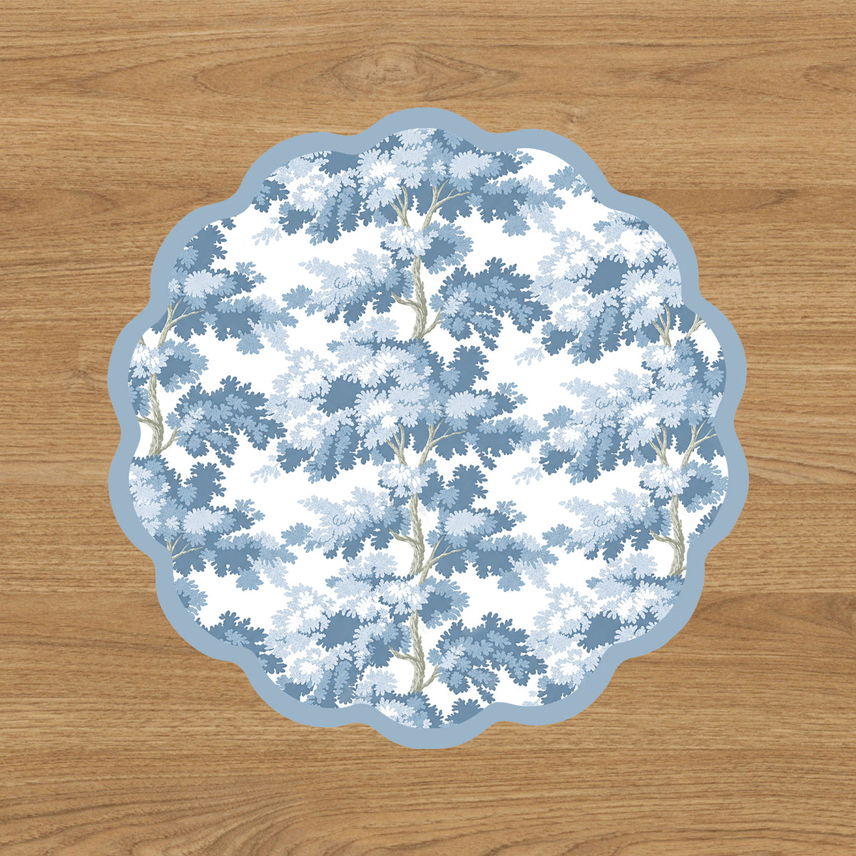 VIDA  Chinoiserie and Branches Reversible Placemats Set of 4 (Blue and White