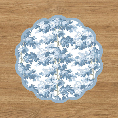 VIDA  Chinoiserie and Branches Reversible Placemats Set of 4 (Blue and White