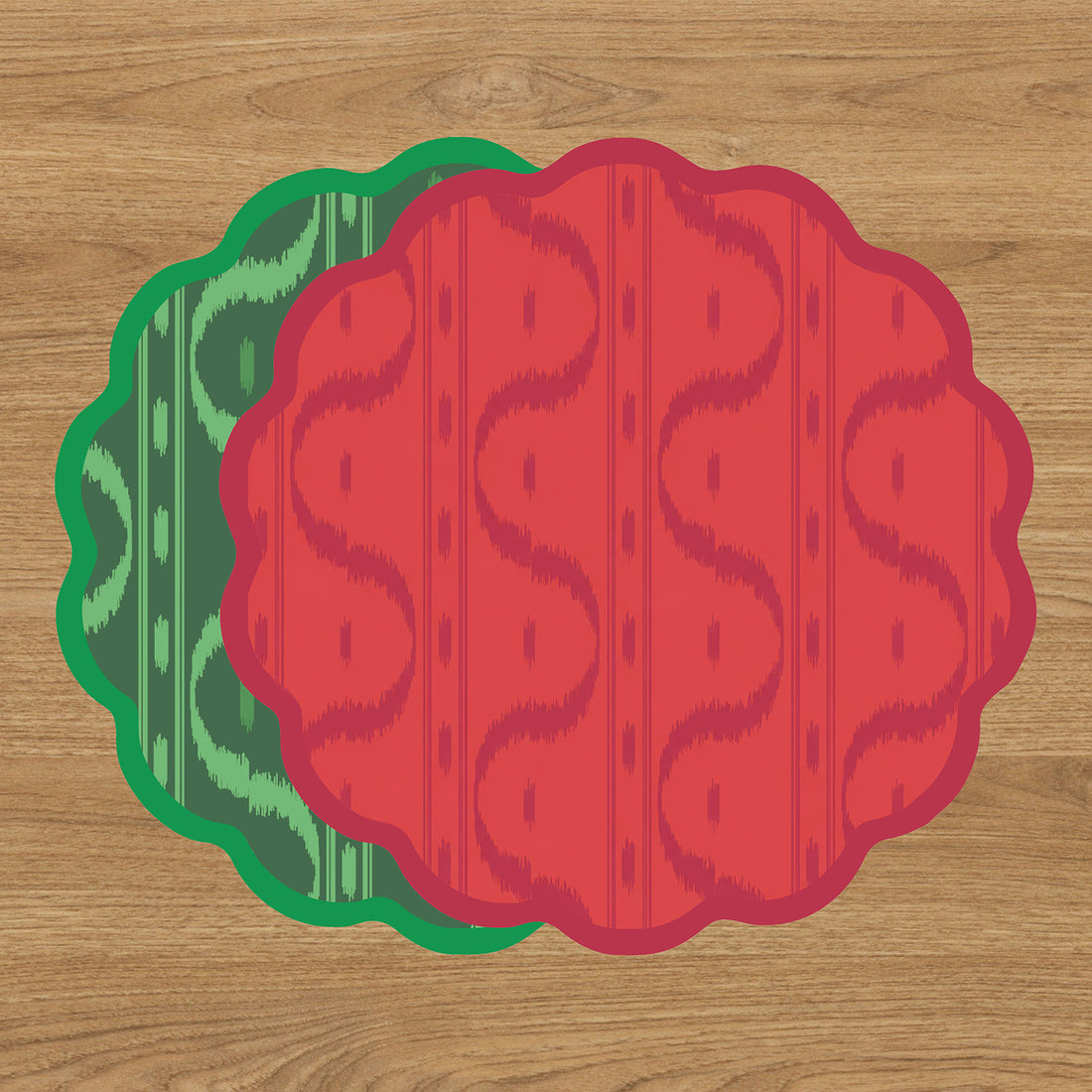 VIDA  Festive Reversible Placemats Set of 4 (Green &amp; Red)