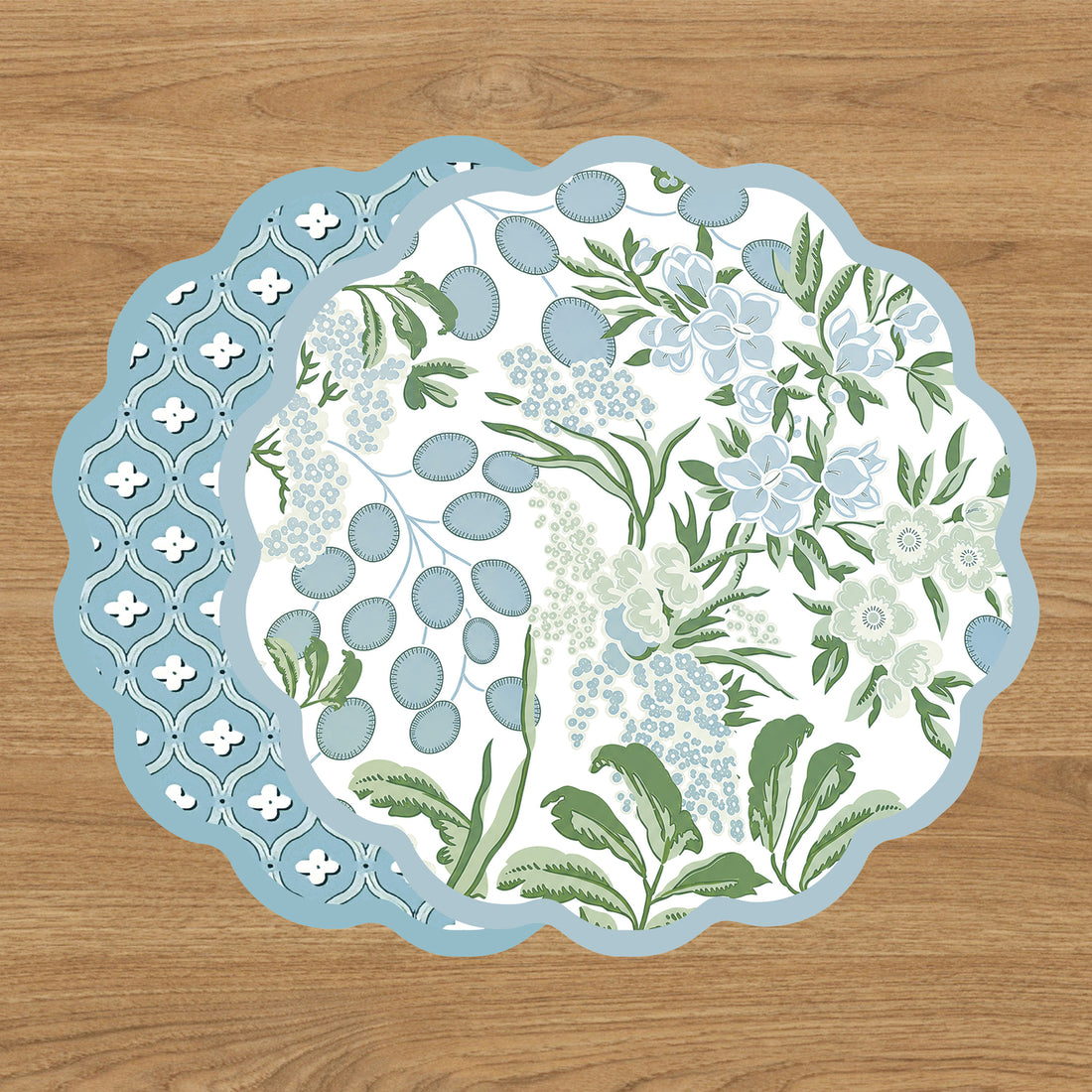 VIDA  Floral and Flowers Reversible Placemats Set of 4 ( Slate &amp; Green)