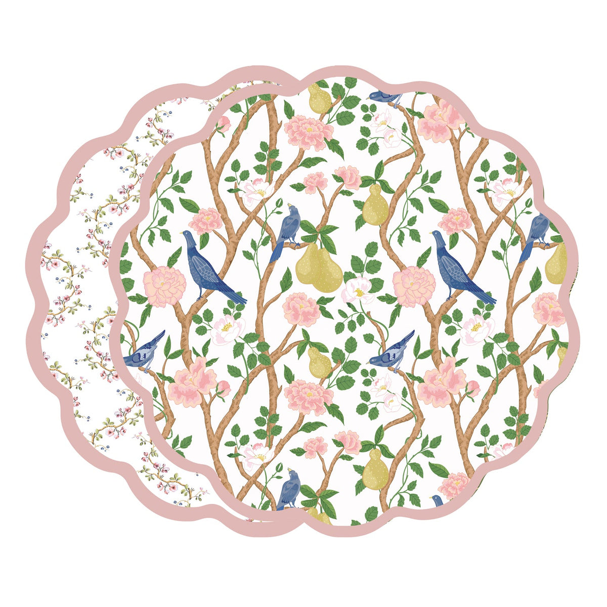 vida-birds-pears-and-vines-reversible-placemats-set-of-4-pink-green