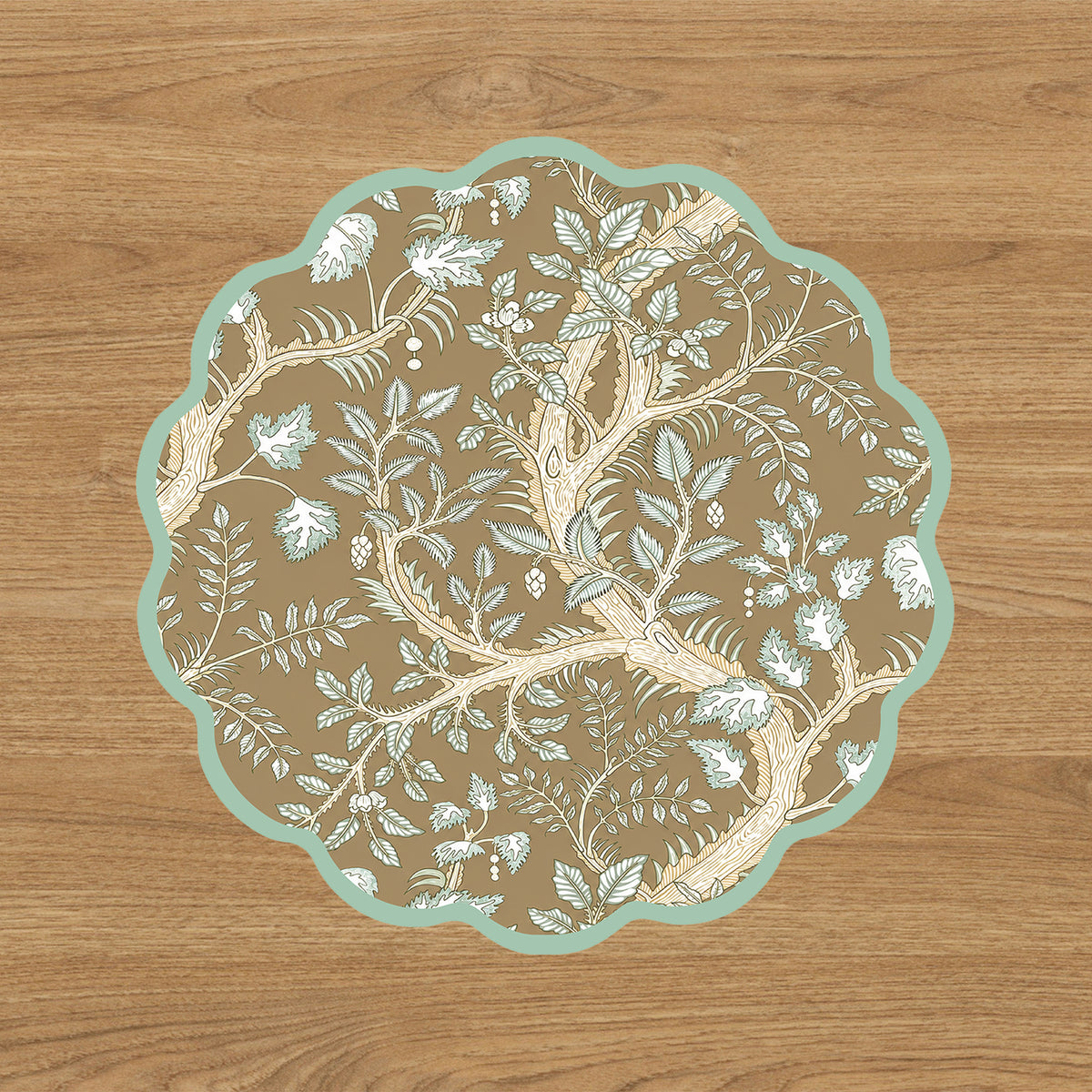 VIDA  Forest Animals and Branches Reversible Placemats Set of 4 (Green &amp; Brown)