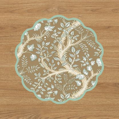 VIDA  Forest Animals and Branches Reversible Placemats Set of 4 (Green &amp; Brown)