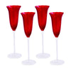 GLASS Blossom Champagne Flute Set of 4 (Red)