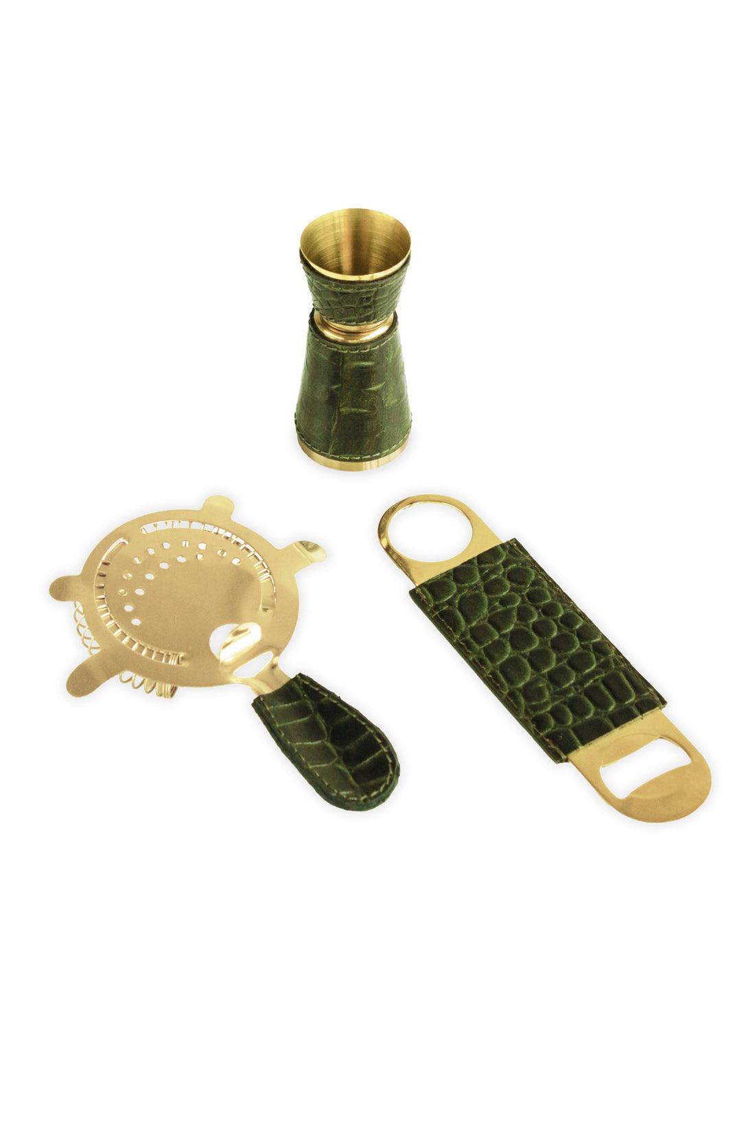croc-leather-bar-tools-set-of-3-green