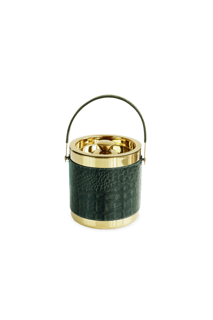croc-leather-ice-bucket-green