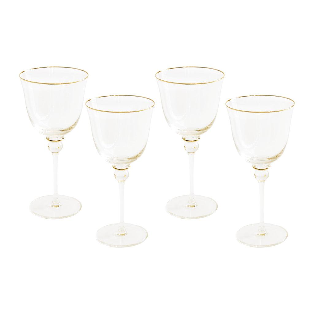 GLASS Lucette All Purpose Glass with Gold Rim Set of 4 (Clear and Gold)