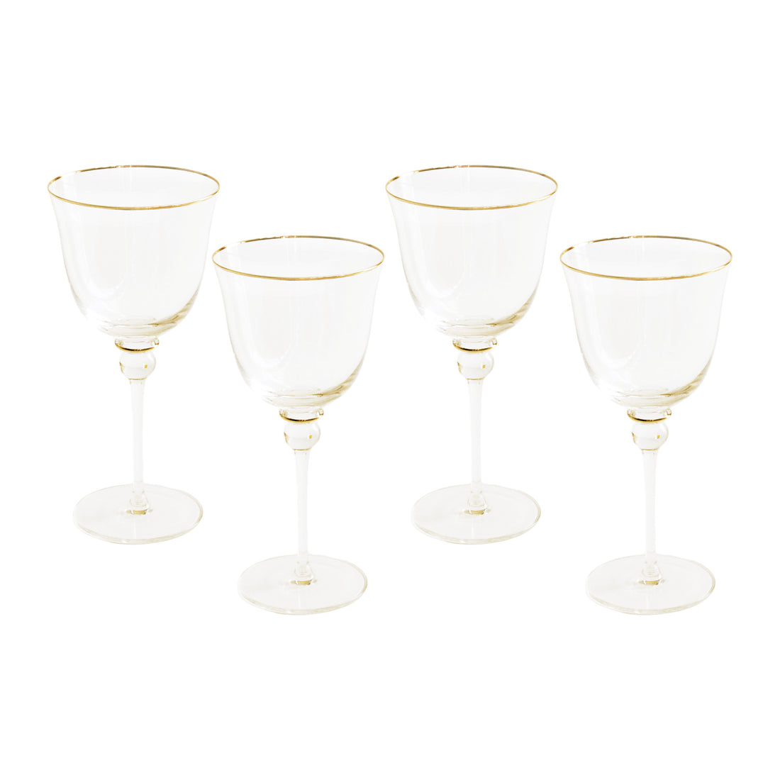 GLASS Lucette All Purpose Glass with Gold Rim Set of 4 (Clear and Gold)