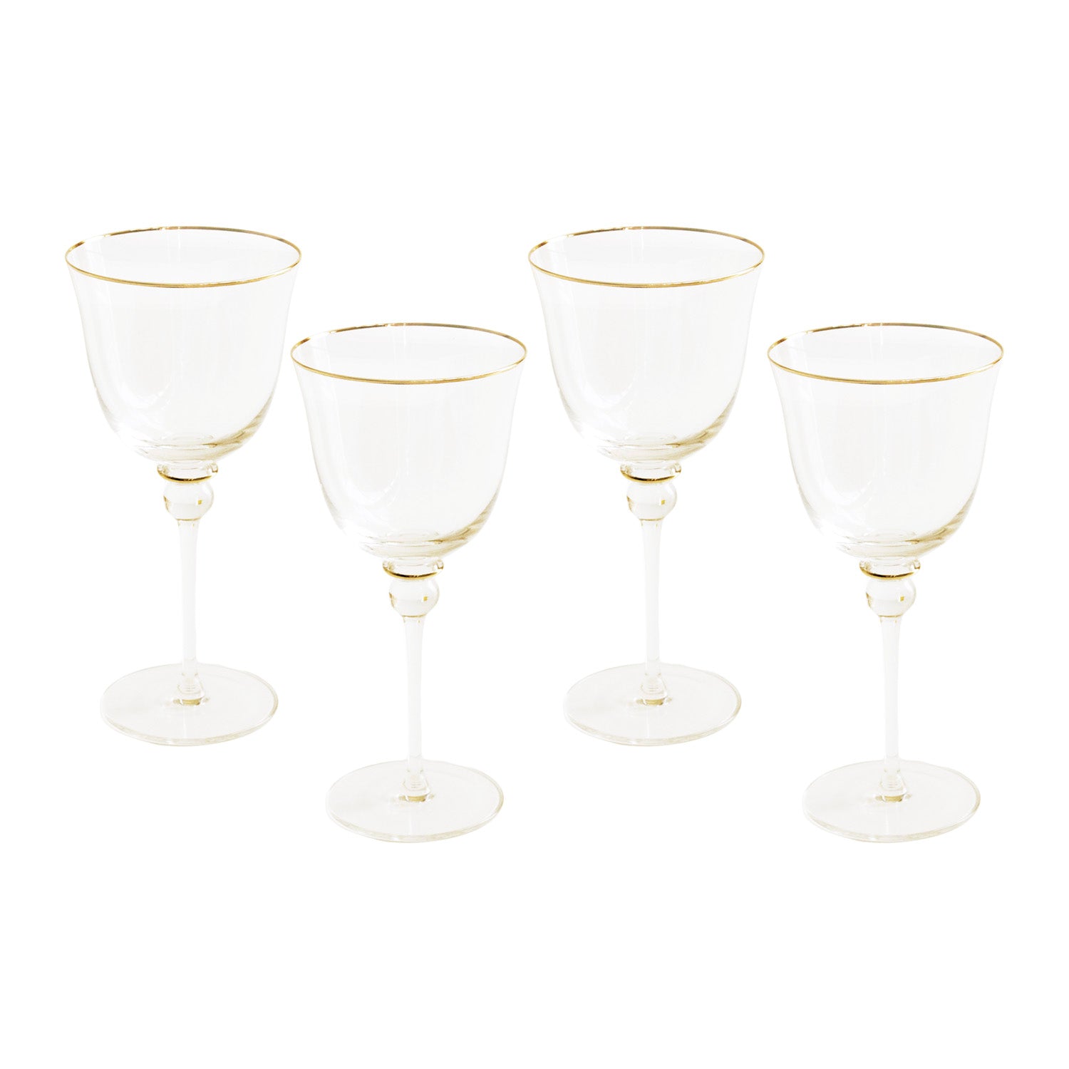 GLASS Lucette All Purpose Glass with Gold Rim Set of 4 (Clear and Gold)
