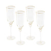 GLASS Lucette Flute with Gold Rim Set of 4 (Clear and Gold)