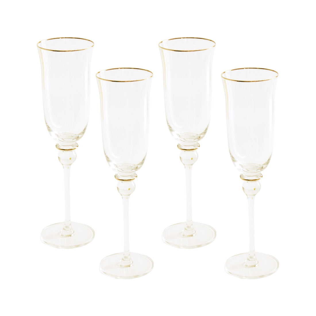 GLASS Lucette Flute with Gold Rim Set of 4 (Clear and Gold)