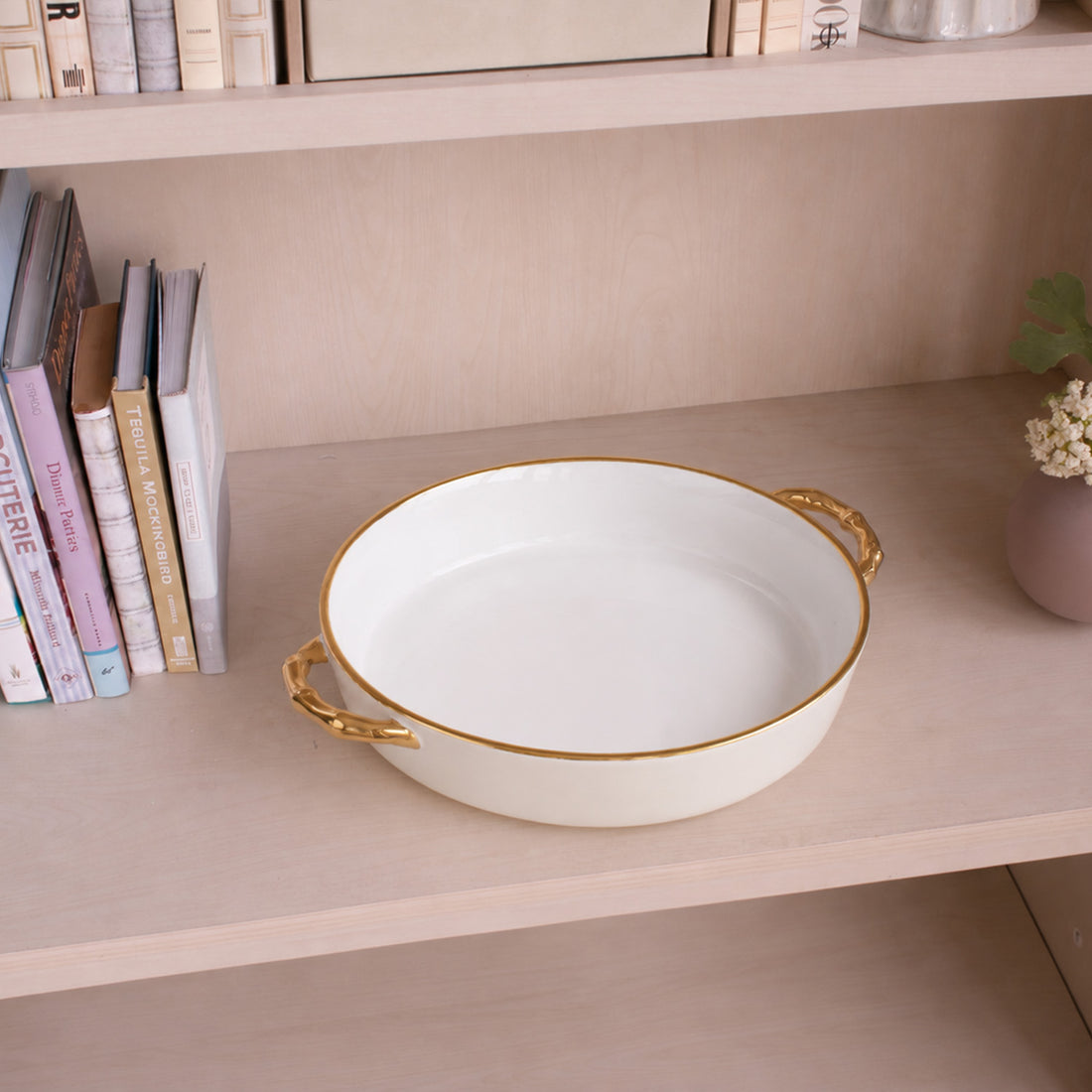 CERAMIC Bambu Pie Plate Casserole (Cream &amp; White)