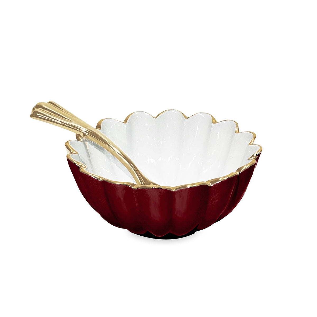 ENCANTO Vienna Mini Bowl with Spoon (Bordeaux and White)